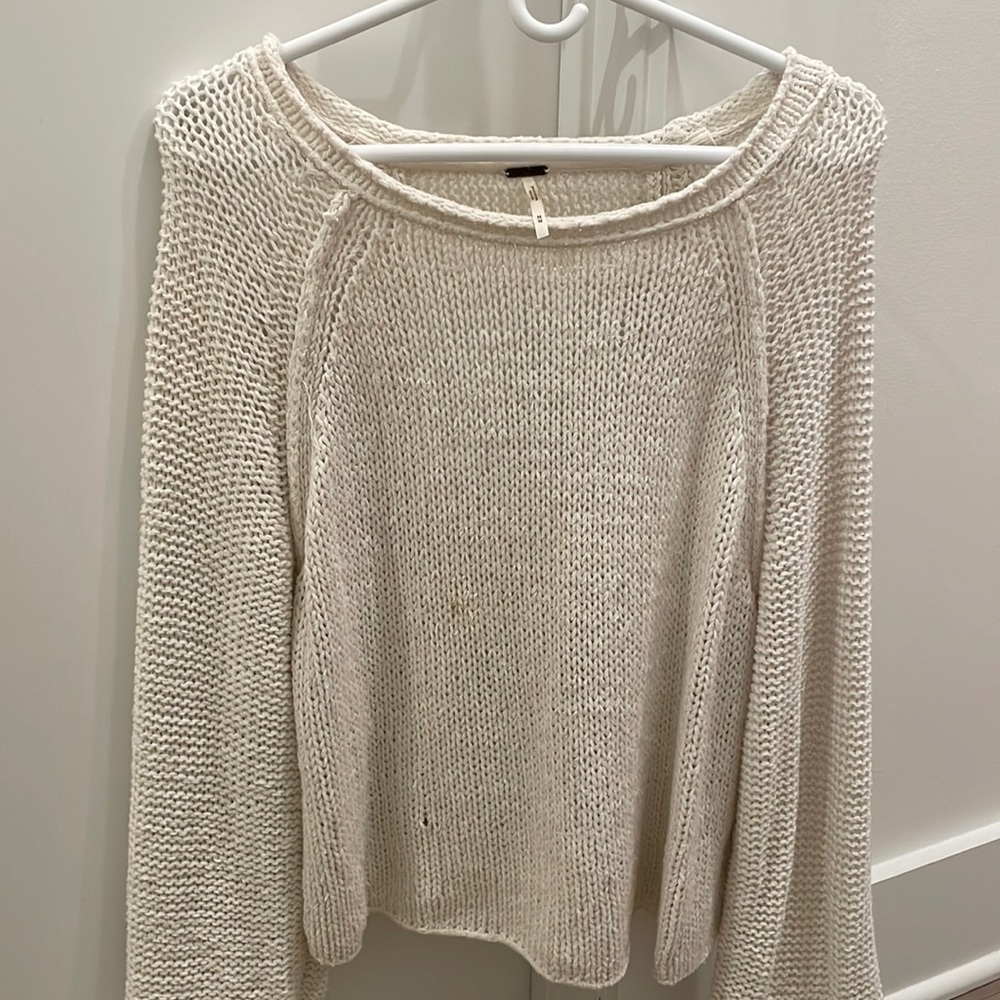 Free People White Cut Out Sweater